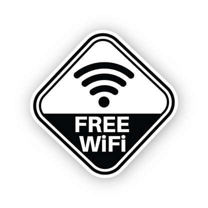 Black Free Wireless Signal Rounded Diamond Vinyl Decal Stickers