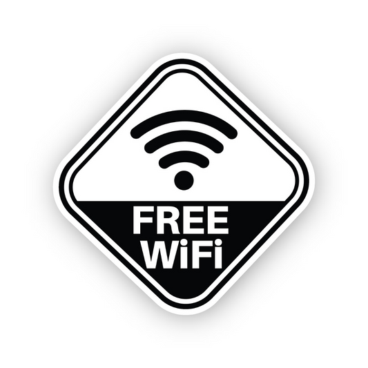 Black Free Wireless Signal Rounded Diamond Vinyl Decal Stickers