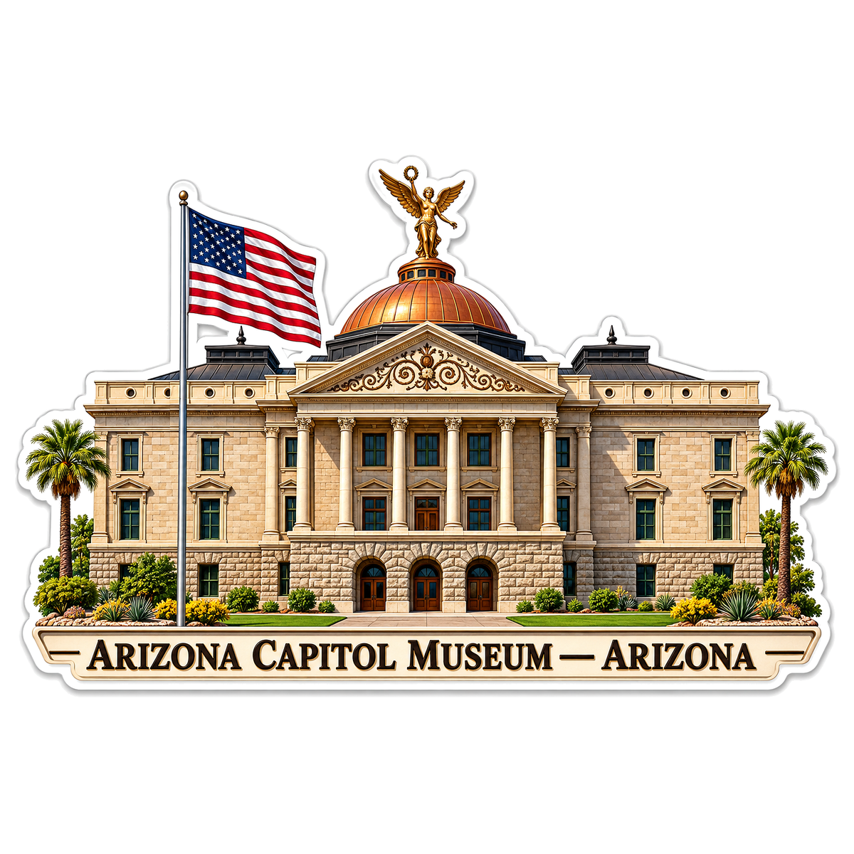 Arizona Capitol Museum Flag Scene Vinyl Decal Stickers