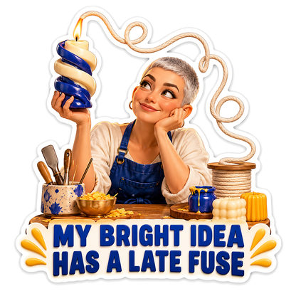 Woman Making a Blue Spiral Candle Vinyl Decal Stickers