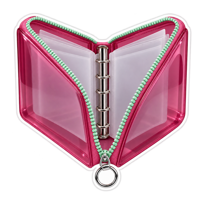 Pink Zipper Binder with Mint Trim Vinyl Decal Stickers