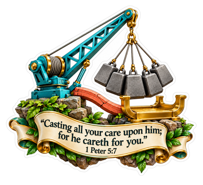 Teal Crane Hanging Weights Scripture Art Vinyl Decal Stickers
