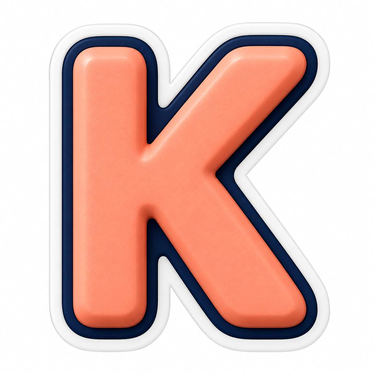Peach Letter K with Navy Outline Art Vinyl Decal Stickers