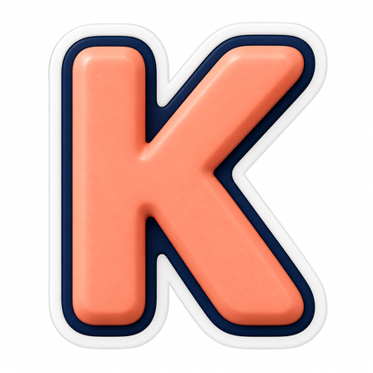 Peach Letter K with Navy Outline Art Vinyl Decal Stickers