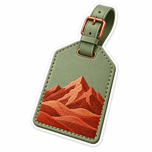 Sage Luggage Tag with Desert Mountain Patch Vinyl Decal Stickers