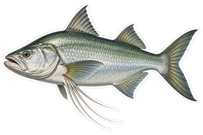 Silver Green Fish with Long Fin Threads Art Vinyl Decal Stickers