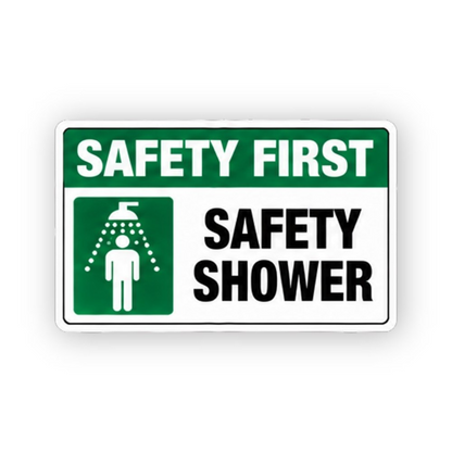 Green Safety Shower Figure Text Panel Vinyl Decal Stickers