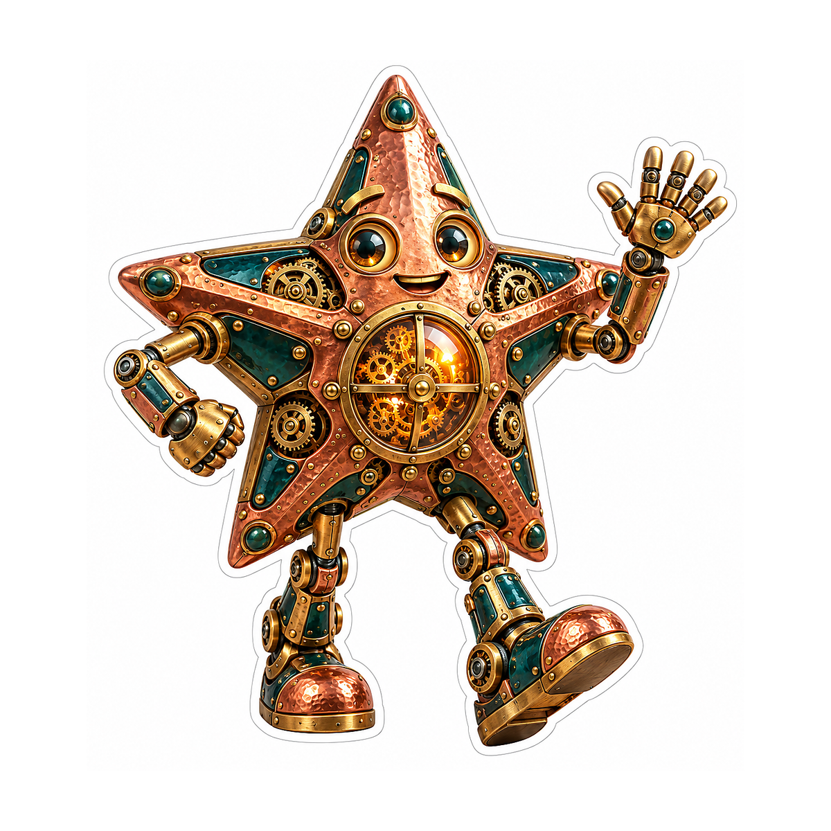 Brass Gear Star Robot Art Vinyl Decal Stickers