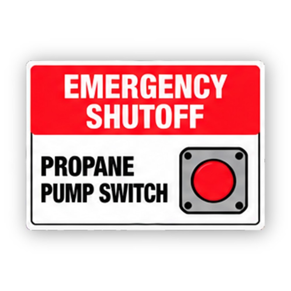 Red Propane Shutoff Pump Button Panel Vinyl Decal Stickers