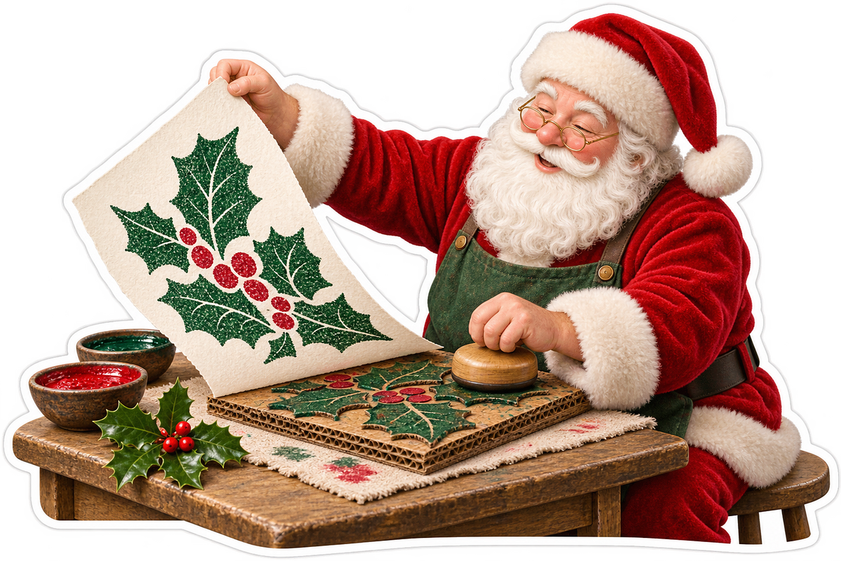 Santa Printing Holly Leaf Art Vinyl Decal Stickers