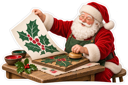 Santa Printing Holly Leaf Art Vinyl Decal Stickers