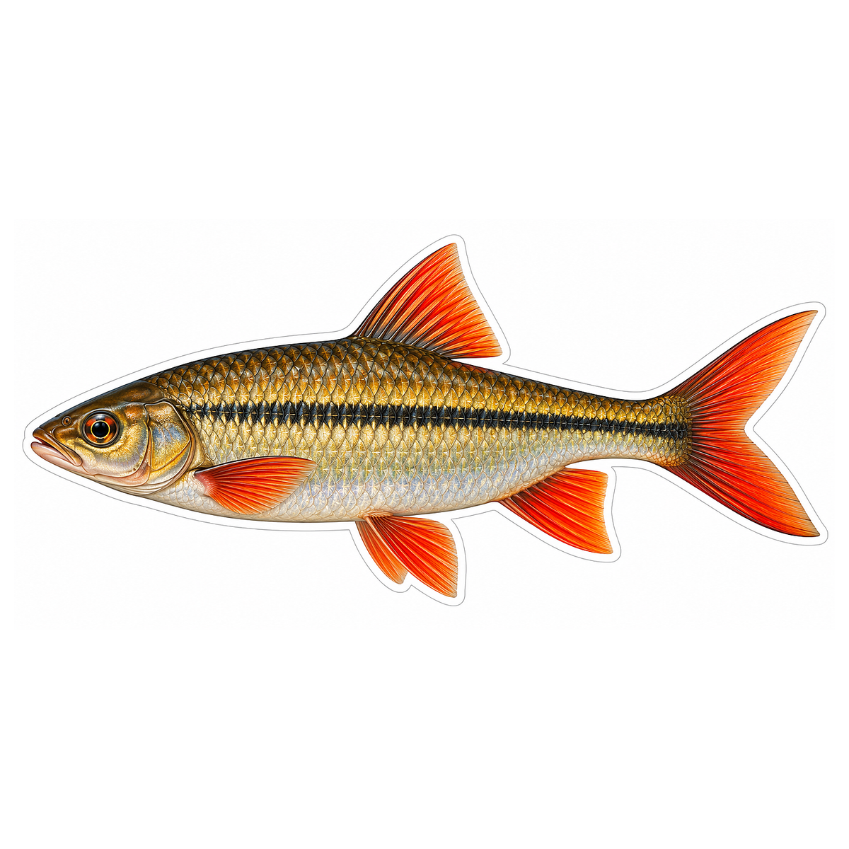 Gold Silver Fish with Bright Red Fins Vinyl Decal Stickers