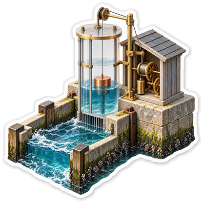 Glass Water Gauge Beside Stone Harbor Basin Art Vinyl Decal Stickers