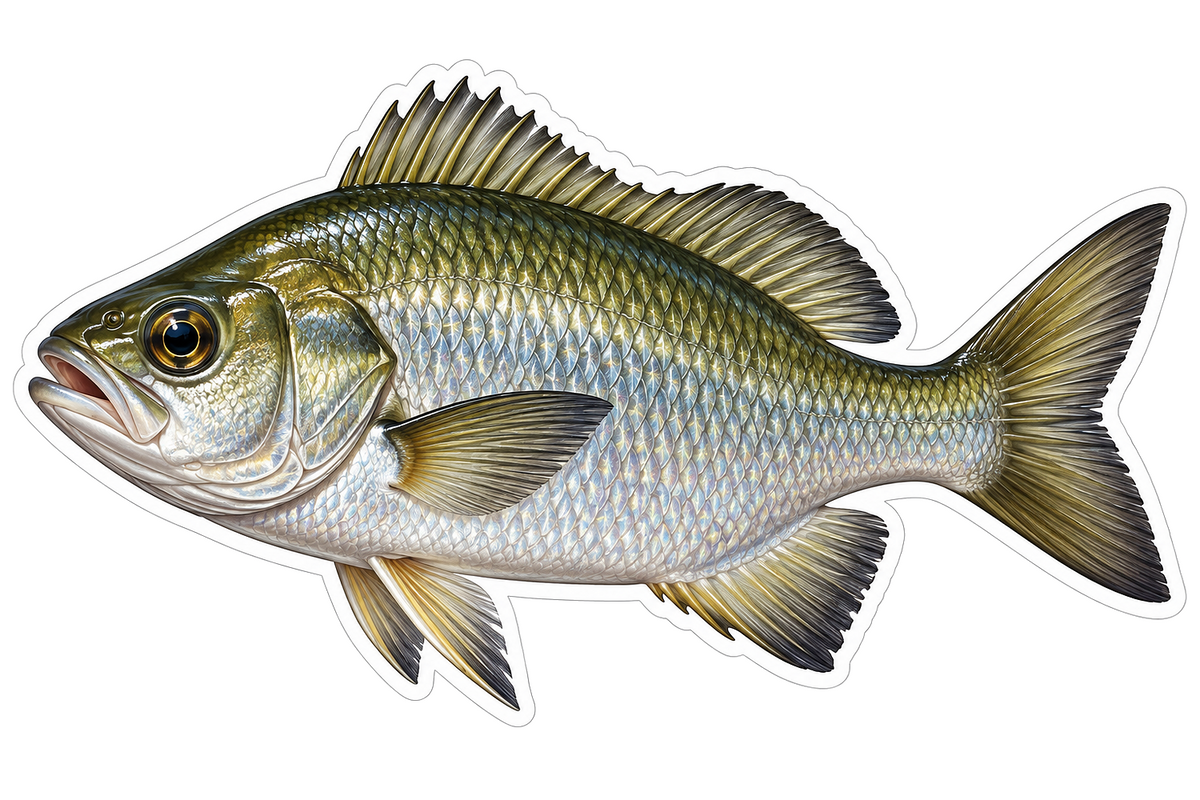 Silver Olive Jungle Perch Fish Side View Vinyl Decal Stickers