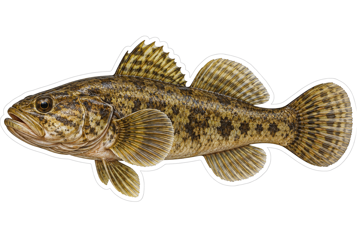 Brown Mottled Fish with Rounded Tail Art Vinyl Decal Stickers
