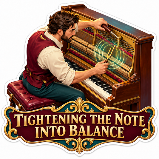 Piano Tuner Adjusting an Upright Piano Vinyl Decal Stickers