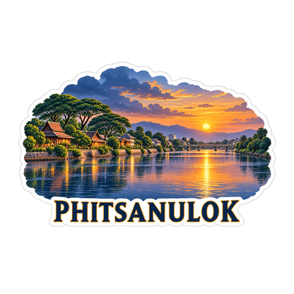 Phitsanulok River Sunset Landscape Vinyl Decal Stickers