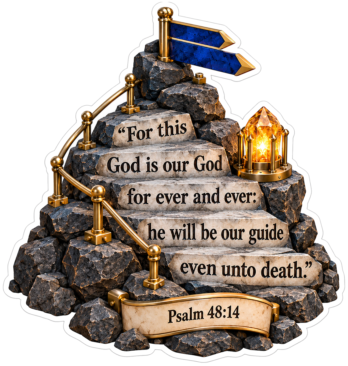Rock Staircase Lantern and Psalm Lettering Vinyl Decal Stickers