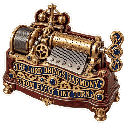 Faith Ornate Brass Music Box Cylinder Art Vinyl Decal Stickers