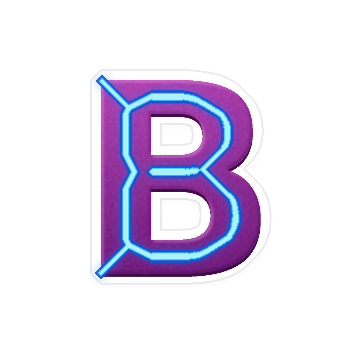 Purple Letter B with Electric Blue Lines Art Vinyl Decal Stickers