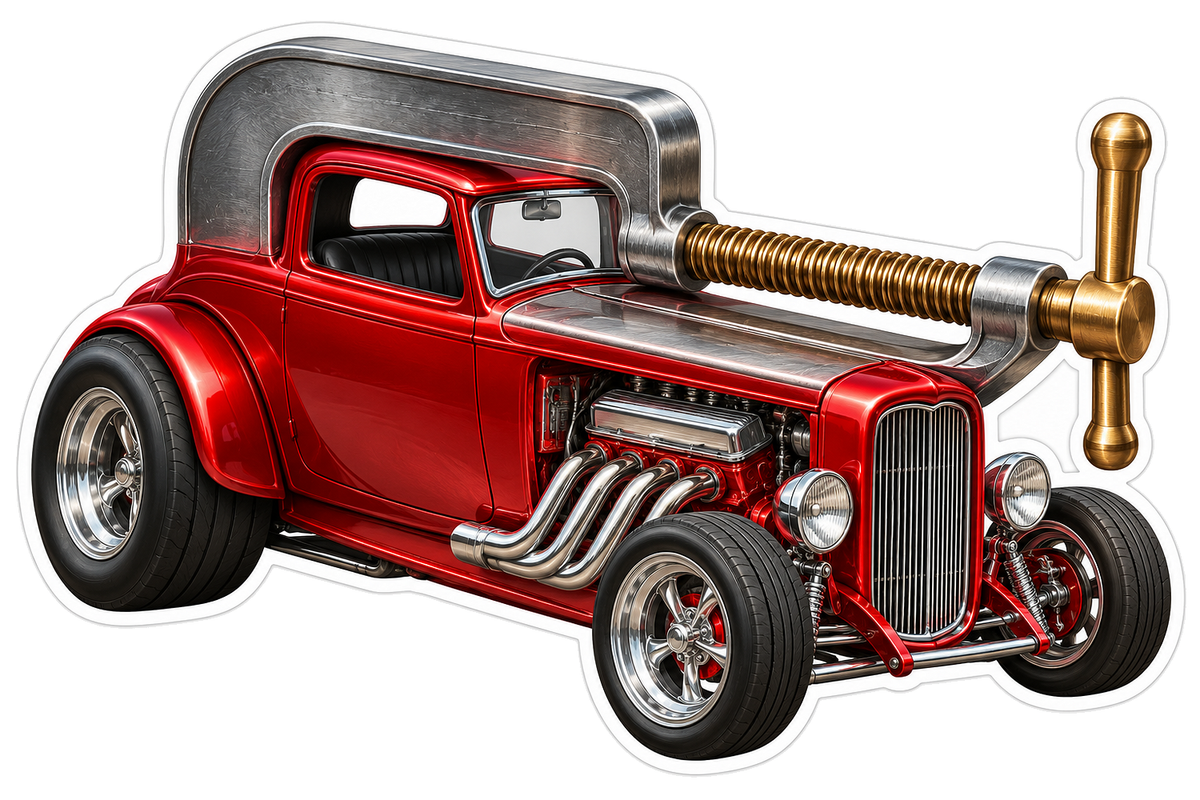 Red Clamp Body Hot Rod Art Vinyl Decal Stickers