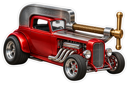 Red Clamp Body Hot Rod Art Vinyl Decal Stickers
