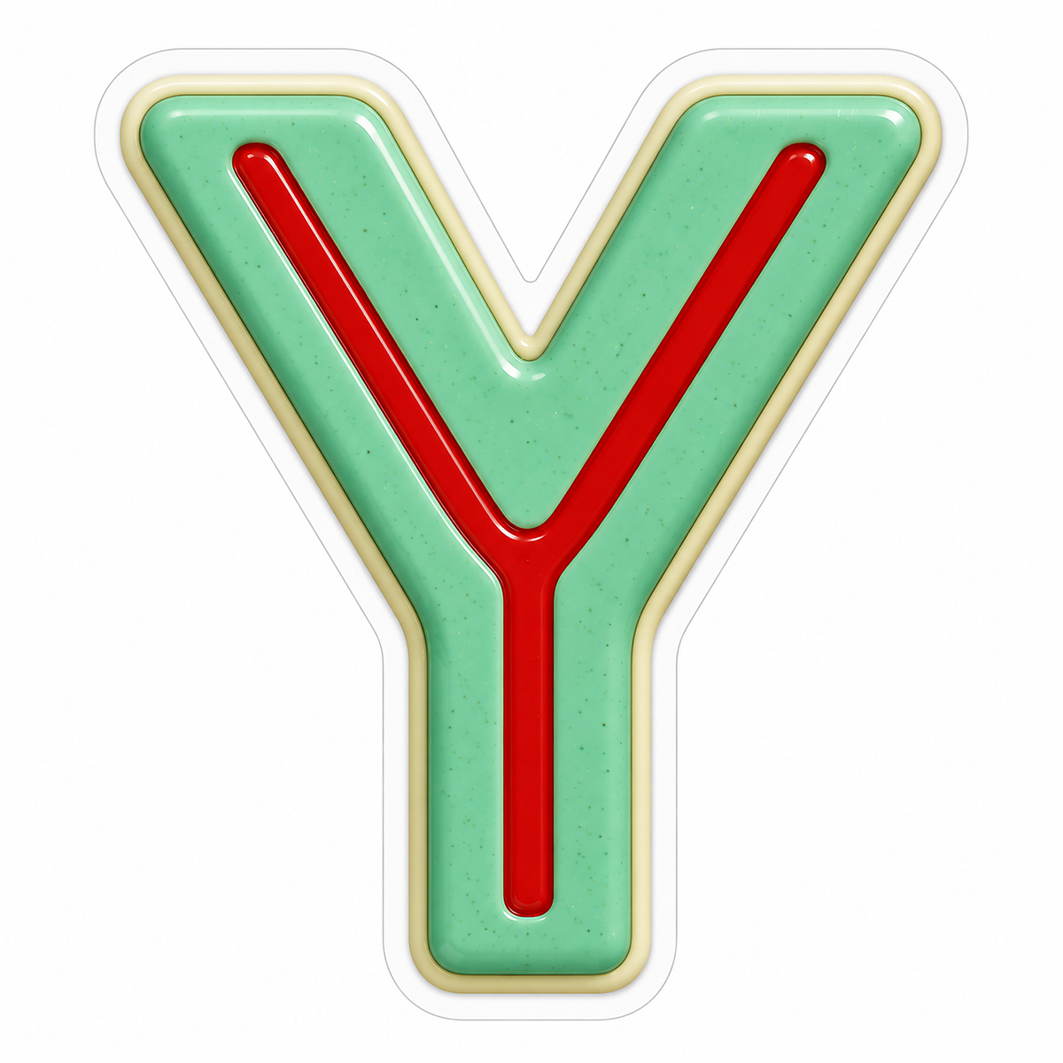 Mint Green Red Stripe Letter Y Vinyl Decal Stickers