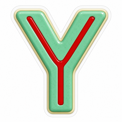 Mint Green Red Stripe Letter Y Vinyl Decal Stickers