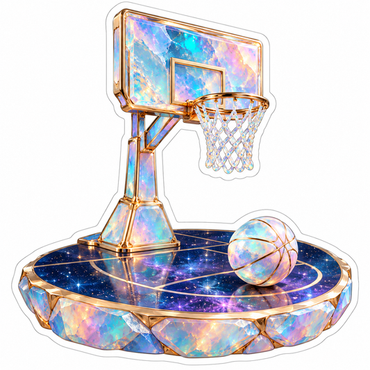 Opal Basketball Hoop on Starry Platform Art Vinyl Decal Stickers
