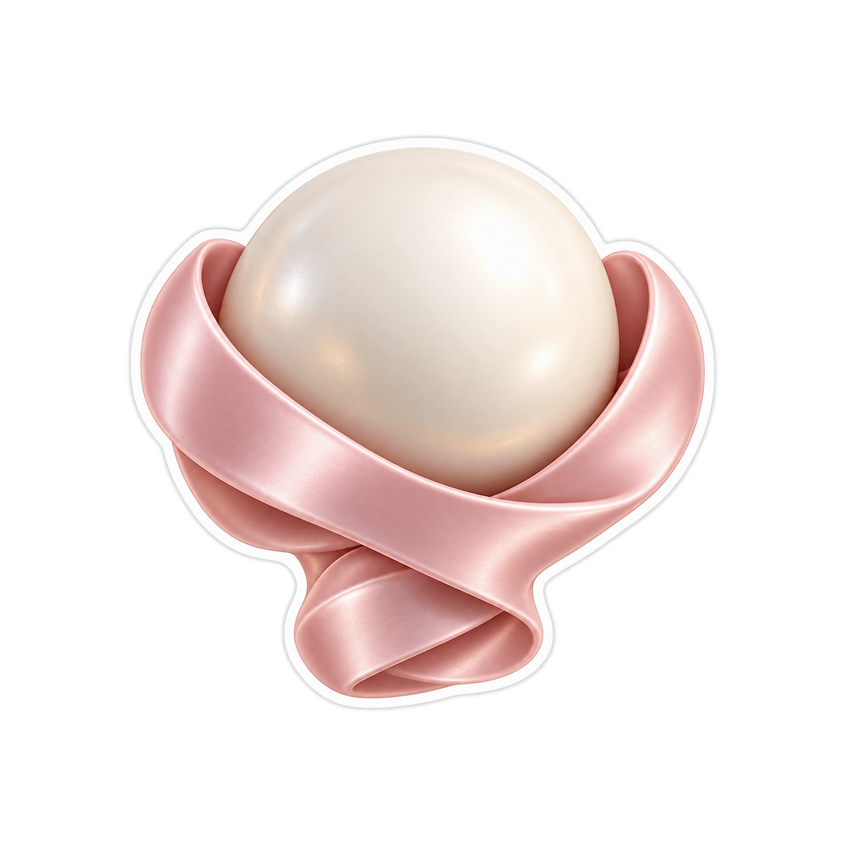 Blush Ribbon Wrapped Pearl Art Vinyl Decal Stickers