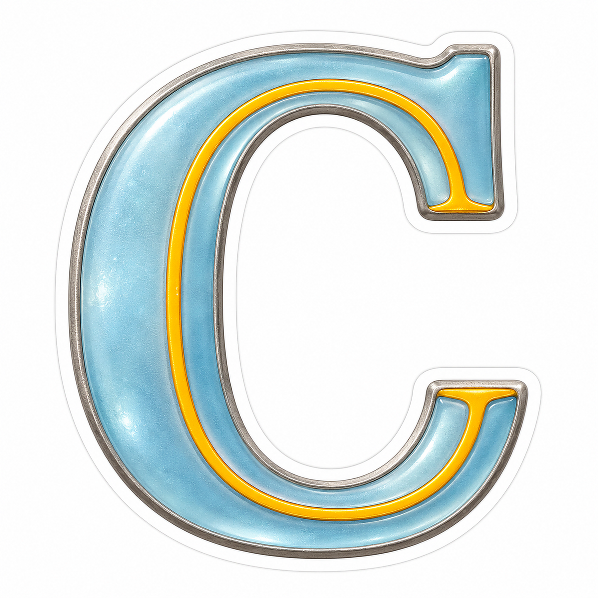 Powder Blue Gold Trim Letter C Vinyl Decal Stickers