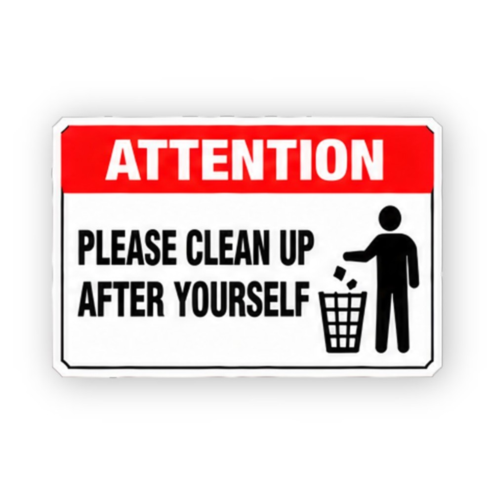 Red Clean Up Wastebasket Figure Panel Vinyl Decal Stickers