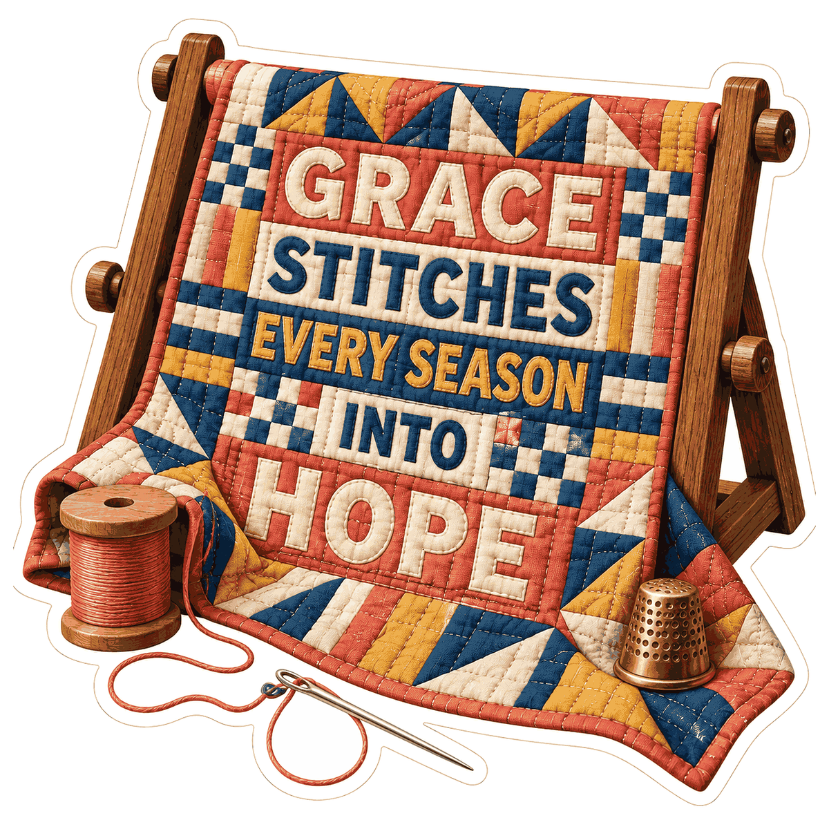 Patchwork Quilt Grace Quote Art Vinyl Decal Stickers