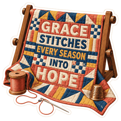 Patchwork Quilt Grace Quote Art Vinyl Decal Stickers