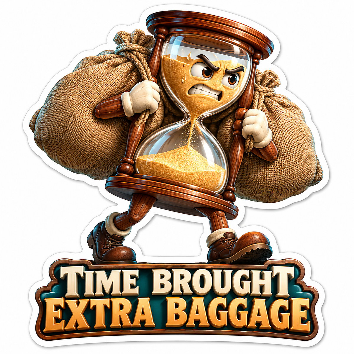 Hourglass Carrying Baggage Character Art Vinyl Decal Stickers