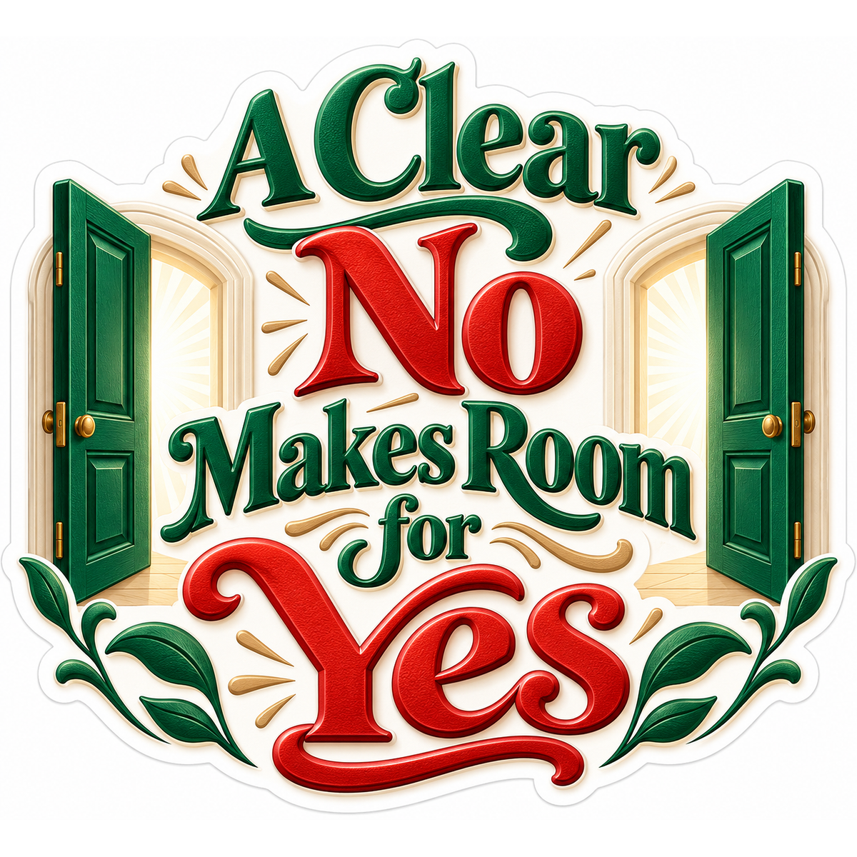 A Clear No Makes Room for Yes Doorway Text Vinyl Decal Stickers