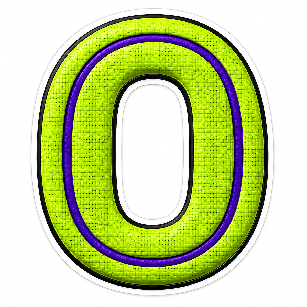 Lime Mesh Letter O with Purple Edge Art Vinyl Decal Stickers