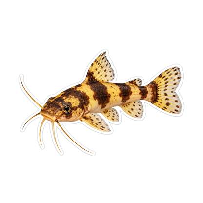 Golden Banded Fish with Long Curving Whiskers Vinyl Decal Stickers