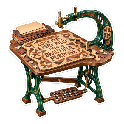 Marquetry Scroll Saw Love Lettering Vinyl Decal Stickers