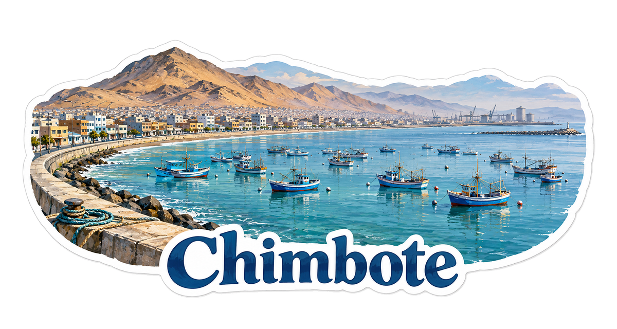 Chimbote Fishing Bay Panorama Art Vinyl Decal Stickers