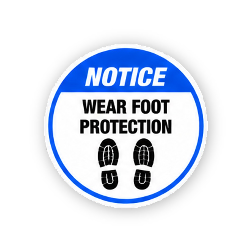 Blue Notice Footprints Text Circle Vinyl Decal Stickers