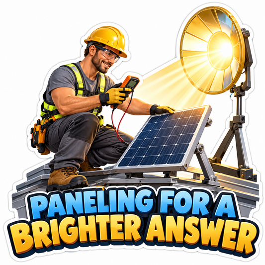Worker Testing Solar Panel under Golden Light Vinyl Decal Stickers