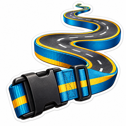 Blue Yellow Luggage Strap Winding Road Art Vinyl Decal Stickers