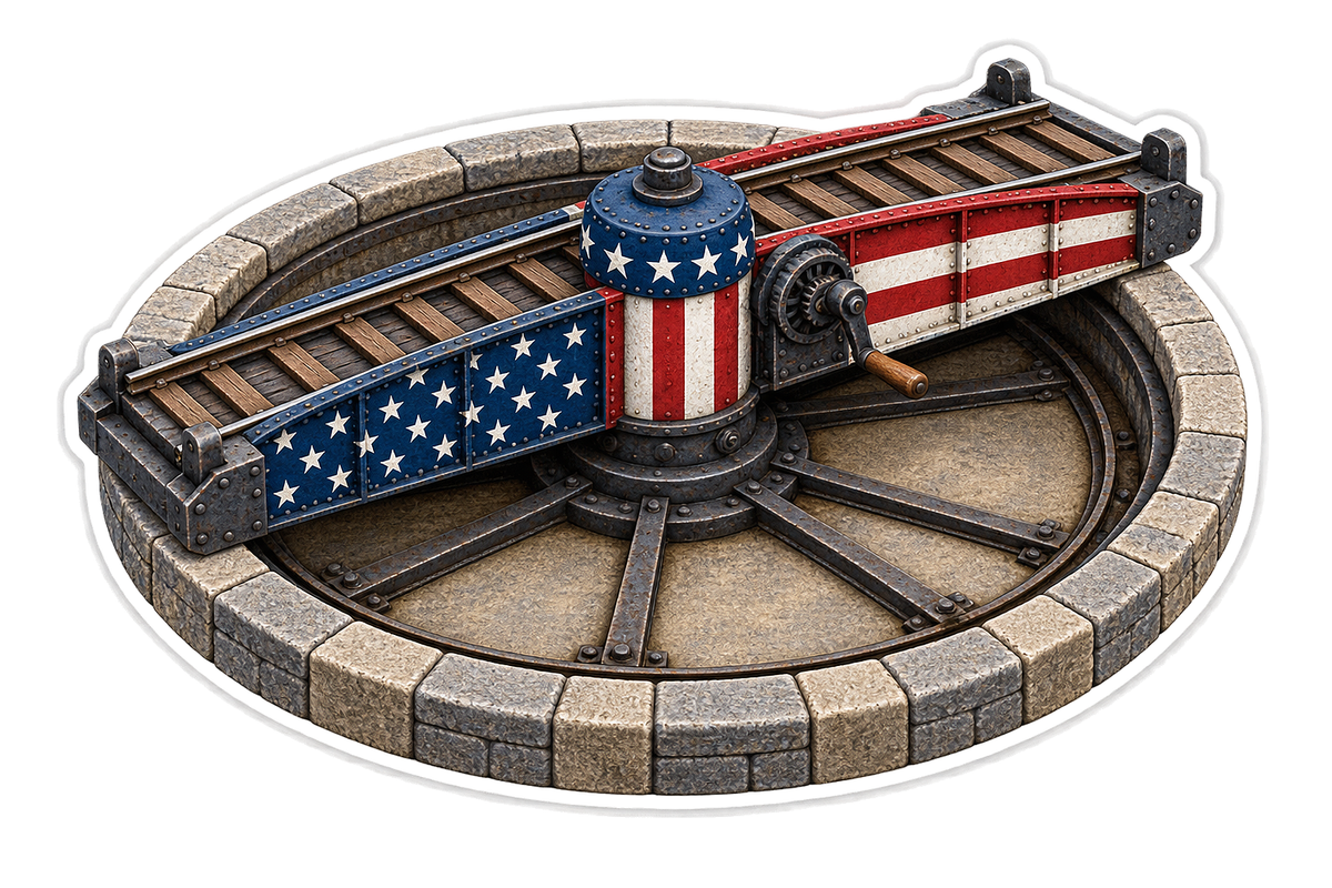 US Flag Railroad Turntable Art Vinyl Decal Stickers