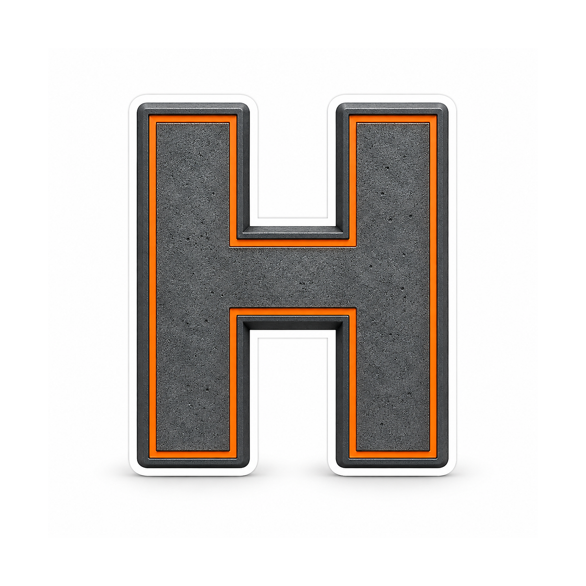 Graphite Letter H with Orange Outline Art Vinyl Decal Stickers
