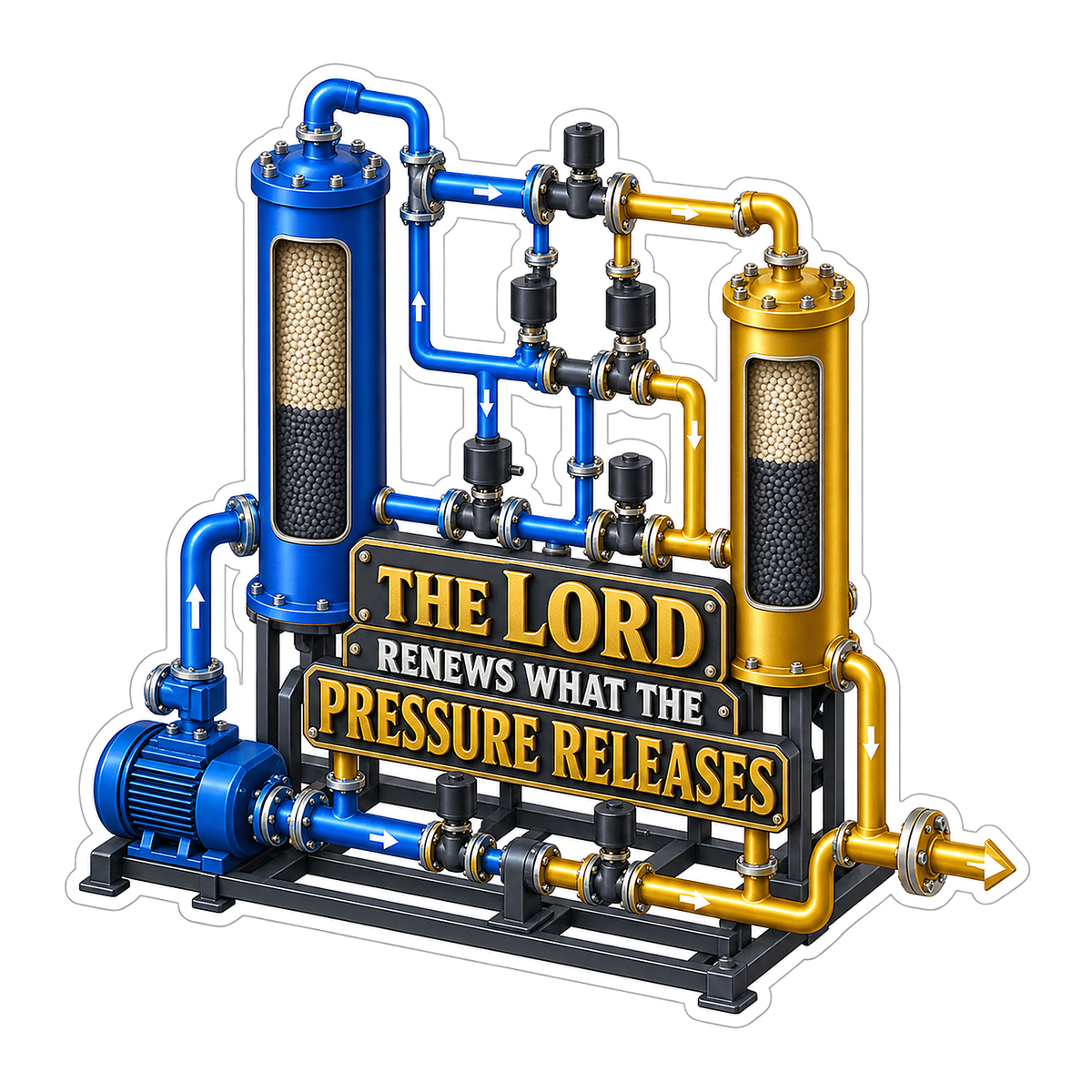 Blue Gold Pipe Towers Faith Art Vinyl Decal Stickers