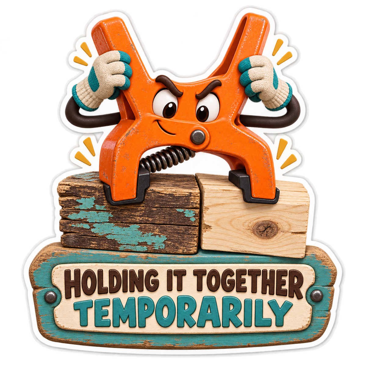 Orange Spring Clamp Character Art Vinyl Decal Stickers