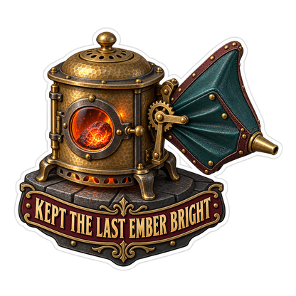 Golden Ember Stove with Green Bellows Vinyl Decal Stickers