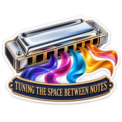 Harmonica with Rainbow Streams Art Vinyl Decal Stickers