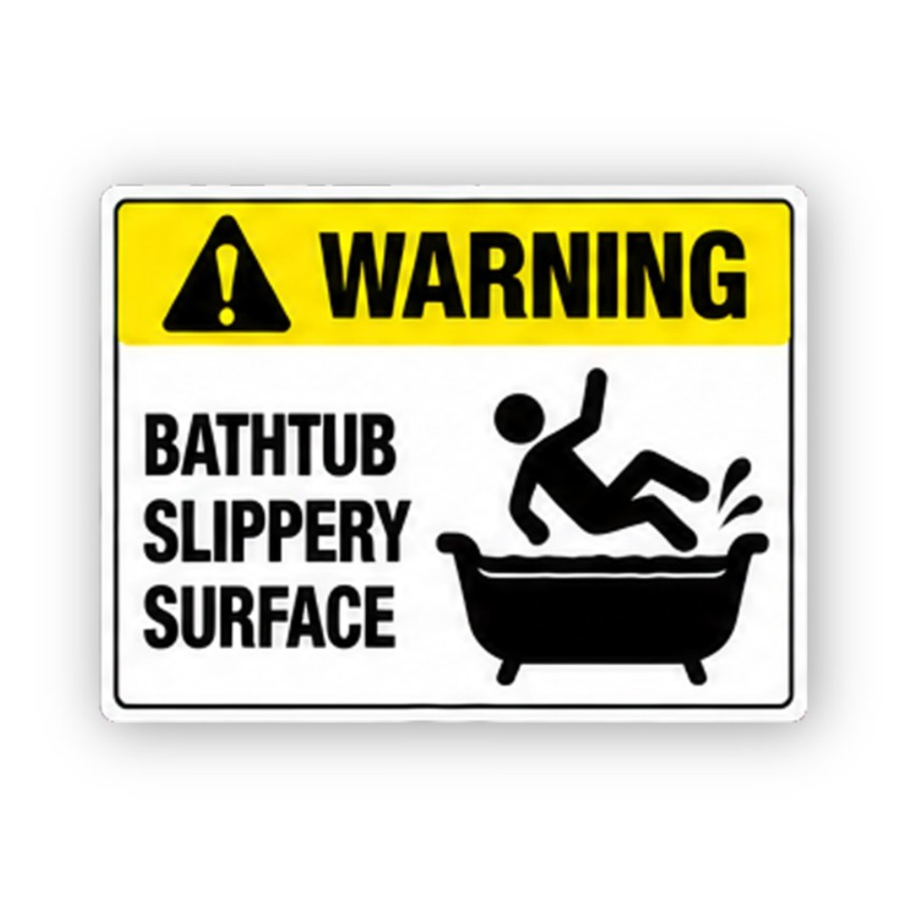 Yellow Bathtub Slipping Figure Panel Vinyl Decal Stickers